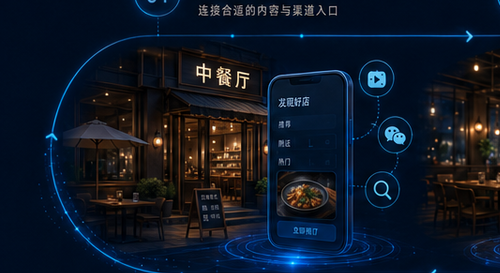 本地生活商户经营闭环示意,界面数据为视觉示例